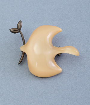 ぽってり樹脂ブローチ　トリ(ベージュ-ONESIZE)