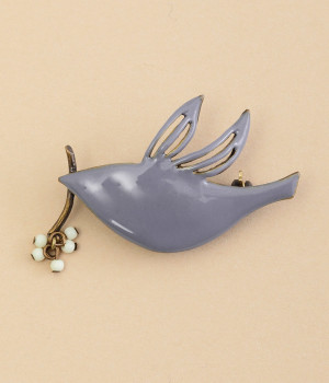 真鍮トリブローチ(ブルーグレー-ONESIZE)