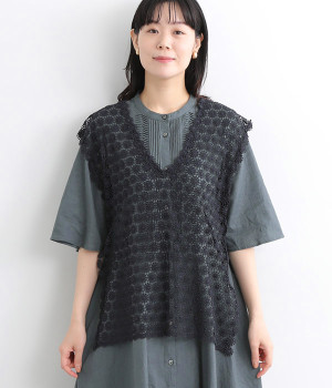 オリジナルエンブロイダリーレースベスト(ネイビー-ONESIZE)