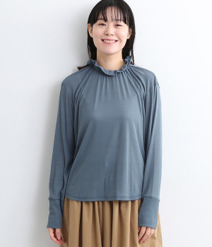 ガーゼフライスブラウス(ブルー-ONESIZE)