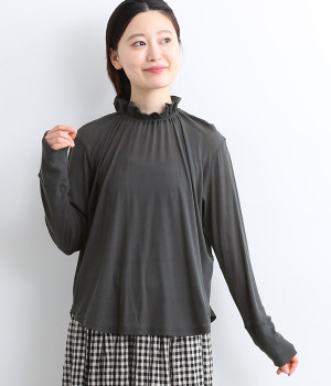 ガーゼフライスブラウス(チャコール-ONESIZE)