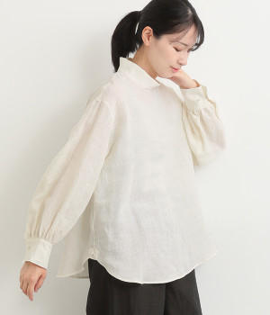グランジリネンマニッシュブラウス(オフホワイト-ONESIZE)