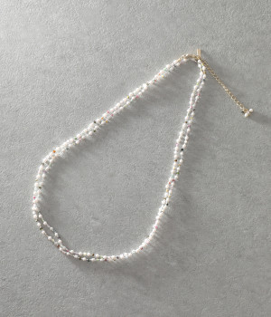 トルマリンバロックガラスパールロングネックレス