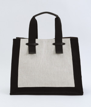 額縁配色トート(ナチュラル×クロ-ONESIZE)