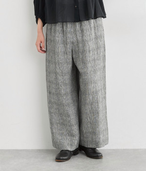 リネングレンチェックイージーパンツ(チェック-ONESIZE)