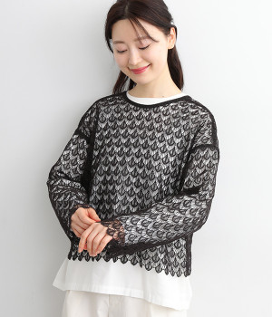 コットンケミカルレース2wayカーディガン