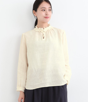 グランジリネン　フリルブラウス(オフ-ONESIZE)