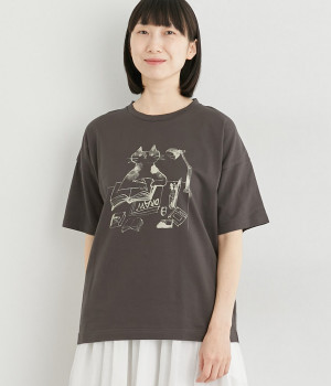 TORANEKOBONBON　プリントTシャツ(チャコール-ONESIZE)