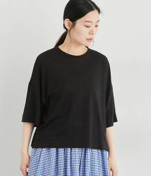 リバイバルリネンドロップショルダートップス(ブラック-ONESIZE)