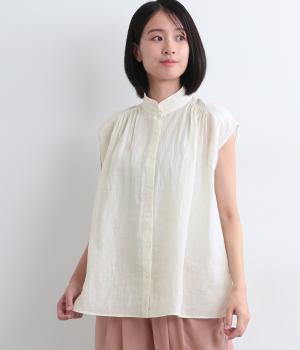 グランジリネンノースリーブブラウス(オフ-ONESIZE)