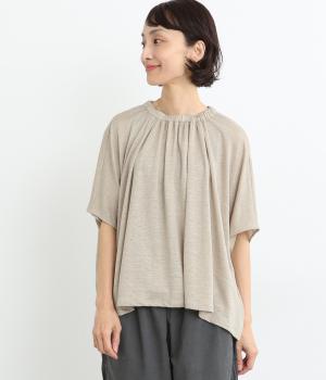 リバイバルリネン ギャザーネックスクエアートップス(キナリ-ONESIZE)