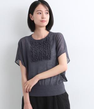 シアーリネンナイロン天竺ノースリーブプルオーバー(グレー-ONESIZE)