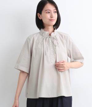 ヴィンテージ風コットンシャツブラウス(ベージュ-ONESIZE)