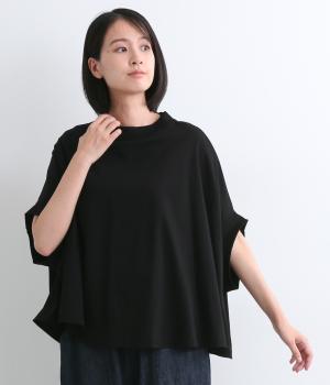 コットン天竺Aラインカットソー(ブラック-ONESIZE)