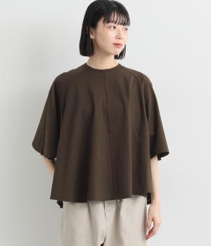 オーガニックコットン天竺カットソーブラウス(ブラウン-ONESIZE)