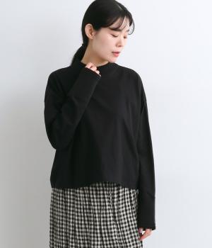 コットンリネン天竺ボーダープルオーバー(ブラック-F)