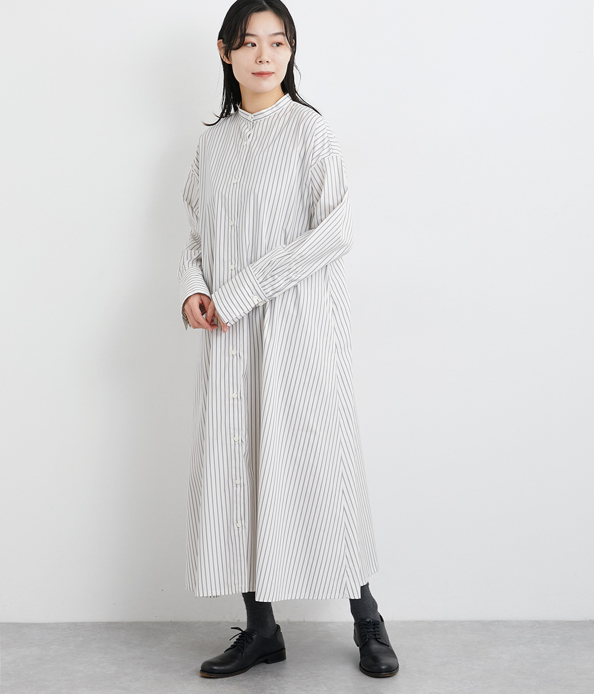 Khadi and Co エプロンワンピース/綿100%/M/白/ストライプ Khadi and Co エプロンワンピース/綿100%/M/白/ストライプ Khadi