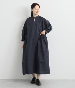 インドハンドスモキッキング刺繍ワンピース(ブラック-ONESIZE)