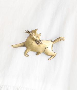TORANEKO BONBON　ネコ真鍮ブローチ(AG-F)