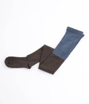 配色タイツ(ブラウン×ブルーグレー-F)