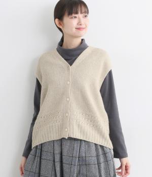 リネンウールホールガーメントニットベスト