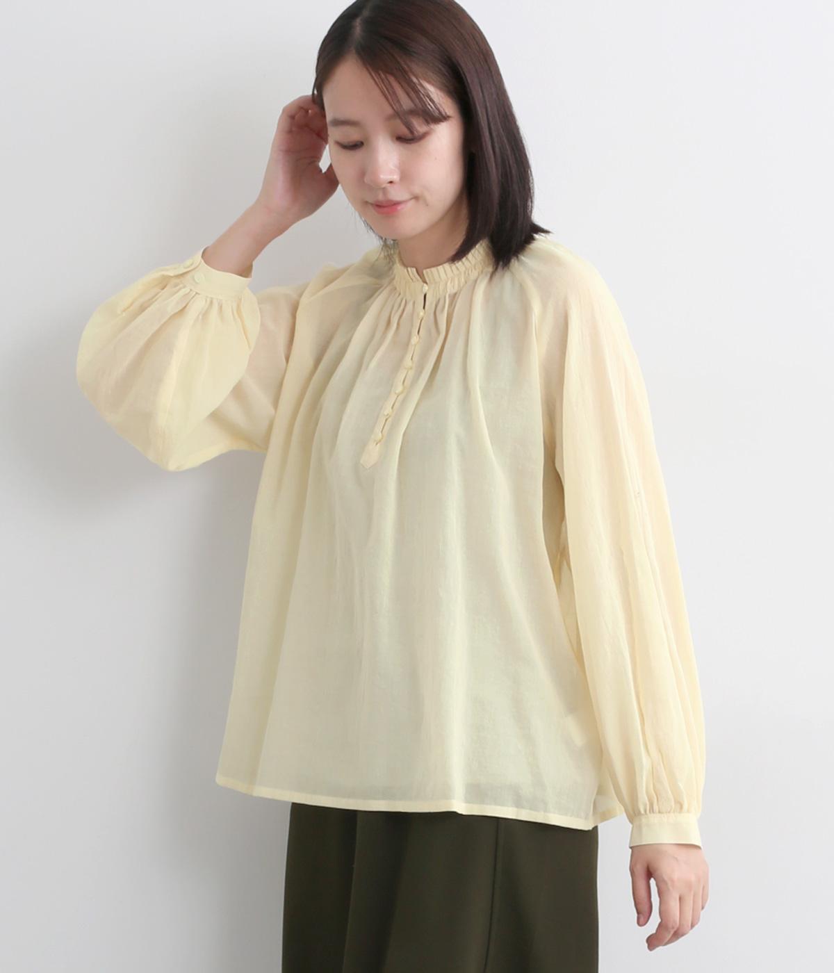 コットン強撚ボイル 襟タックギャザーブラウス（LOISIR）の商品詳細