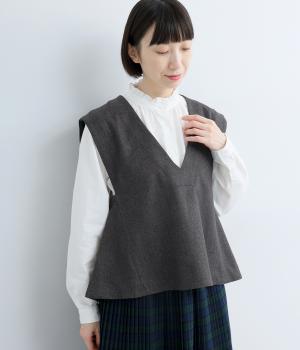 クラシカルツイードベスト(チャコール-F)