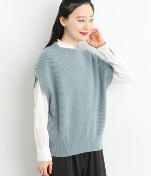 エクストラファインラムウール　片畦ベスト