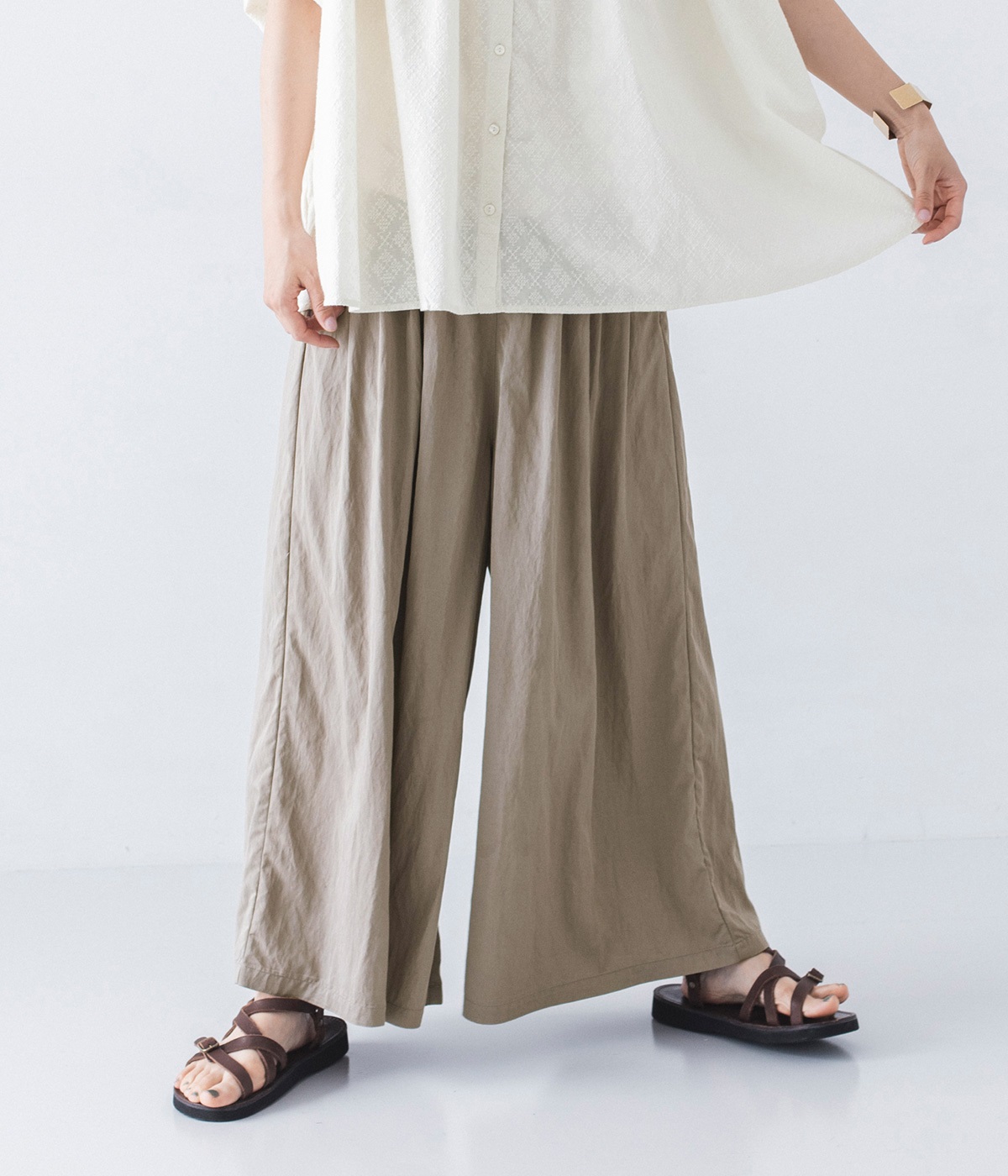 大人なキュロットパンツ(グレージュ-L)