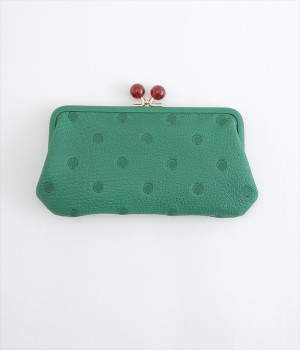 一部別注｜がま口長財布(グリーンドット刺繍-ONESIZE)