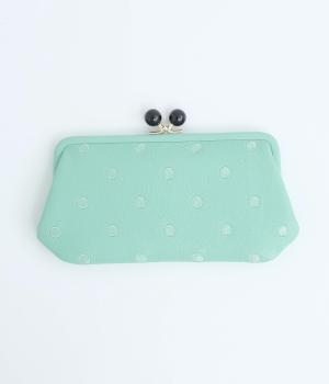 がま口長財布(ライトグリーンドット-F)