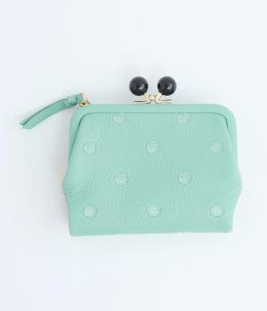 一部コラボ｜二つ折りがま口財布(ライトグリーンドット-F)