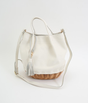 牛革ソフト×ヤナギ底２WAYバッグ(アイボリー-ONESIZE)