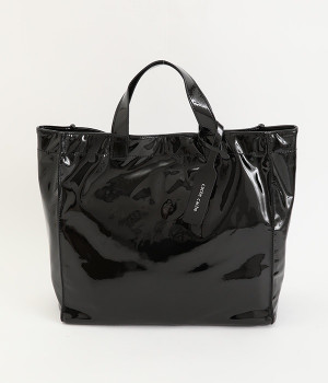 ソフトエナメル　ショッパーバッグ(ブラック-ONESIZE)