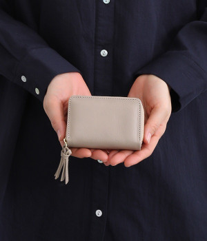 イタリアンレザー 2層ジャバラカード＆キーケース(ライトグレー-ONESIZE)