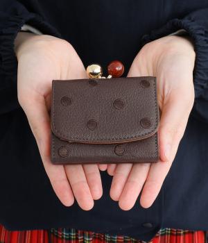 アクリル玉　三つ折りウォレット(ブラウンドット-F)