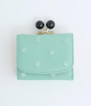 アクリル玉　三つ折りウォレット(ライトグリーンドット-F)
