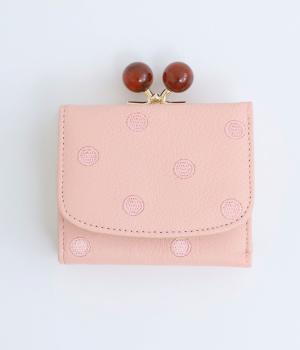 アクリル玉　三つ折りウォレット(ライトピンクドット-F)