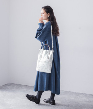 別注｜ゴートスムース3WAYトートバッグ(シルバードット-ONESIZE)