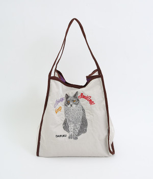 アニマル刺繍トート(ブラウン-ONESIZE)