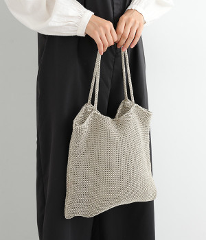 ラメ糸編み トート(シルバー-ONESIZE)