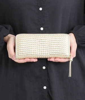 レザーメッシュ ジャバラ長カードウォレット