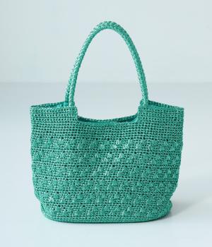 メタリック　コード編みトート(グリーン-F)