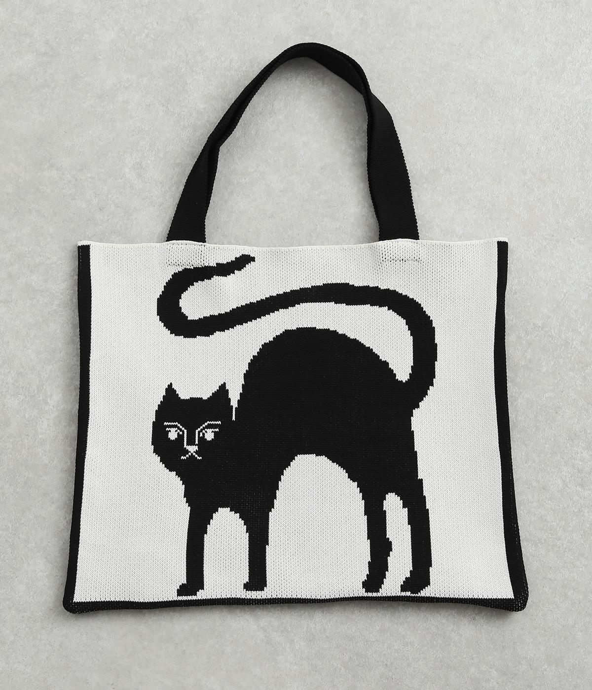 アニマルモチーフニットトート(ブラックミックス-F)