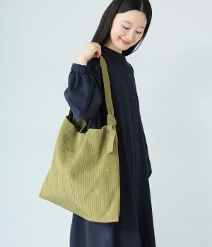 ラインドットワンショルダートート(カーキ-F)