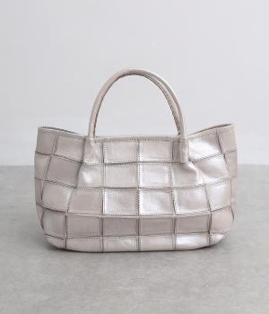 牛革パッチワーク・フラップトートL(シルバー-L)