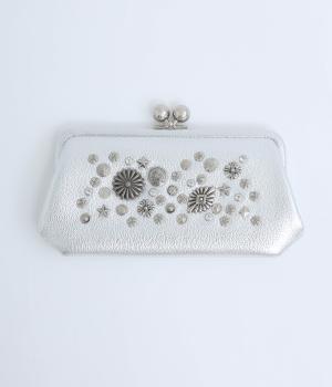 マルチスタッズ・がま口ロングウォレット(シルバー-F)