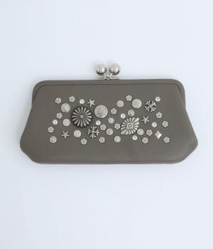 マルチスタッズ・がま口ロングウォレット(グレー-F)