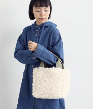 フェイクファーチェック柄リバーシブルトート