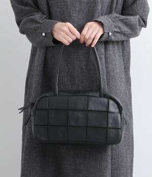 牛革パッチワーク横長ファスナートート